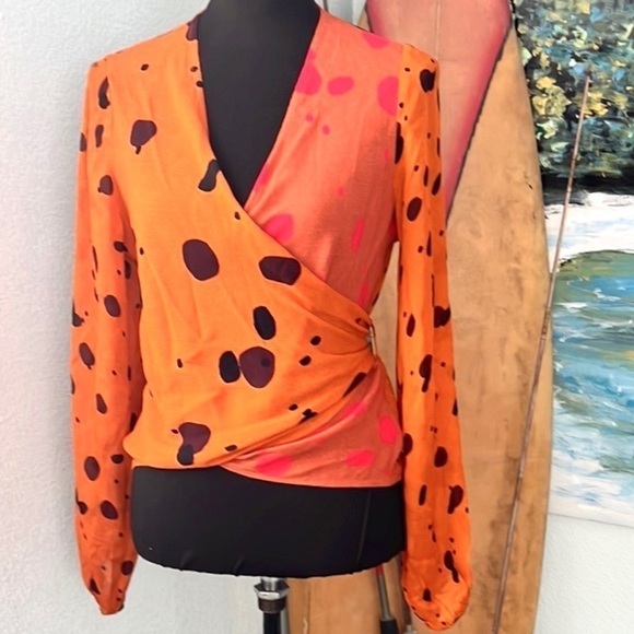 Anthro’s Bl-nk, London,Ariana, Wrap/Around Blouse,Fun, Funky & Fabulous, EUC, XS - Picture 8 of 12